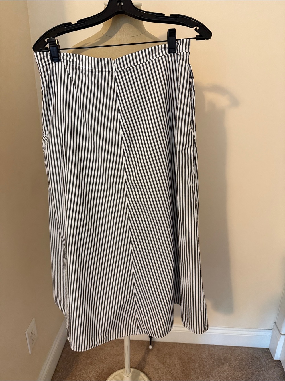 Striped Black and White A-Line Midi Skirt - Picture 2 of 4